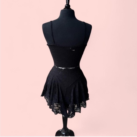 Sexy Black Lace Lingerie Drop Waist Witchy Goth Glam Romper - Picture 2 of 6
